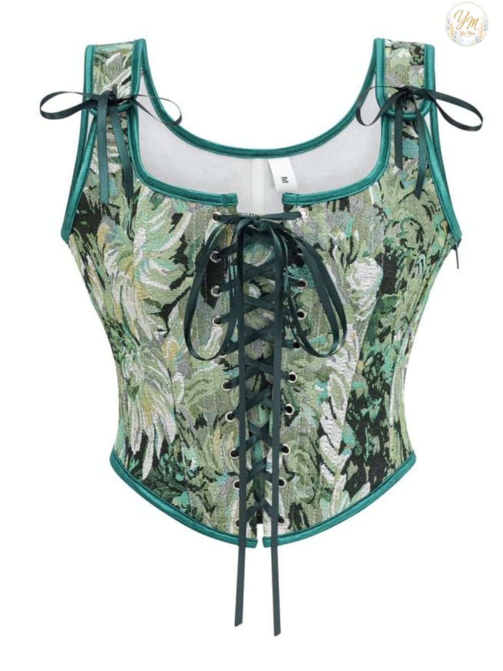 Lace Trim Corset Bustier Vintage Renaissance Asymmetrical Hemline